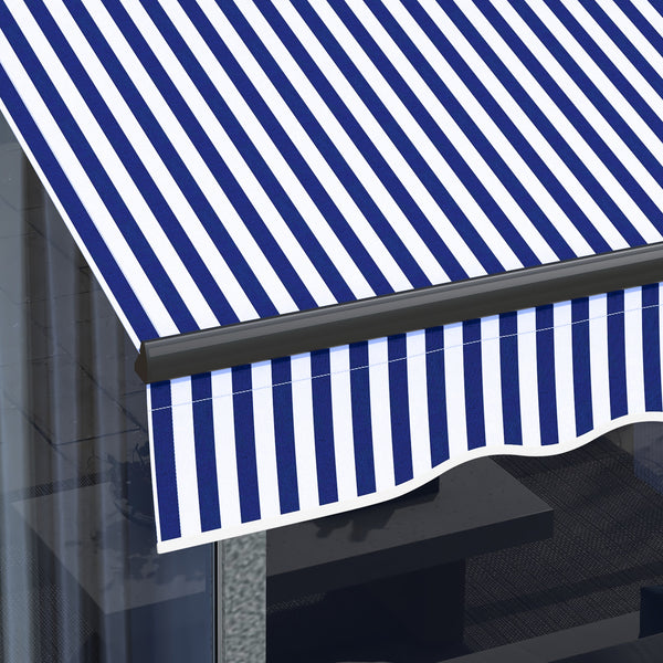 Store banne manuel rétractable 3 x 2,5 m store pour balcon inclinaison réglable manivelle cadre en aluminium polyester Anti-UV bleu et blanc