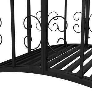 Pont de Jardin Pont en acier avec Garde-corps latéraux, Charge Maximale 120 KG, décoration de Jardin pour Jardin, Étang, Ruisseau, 119 x 67 x 70 cm, noir