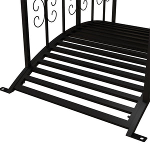 Pont de Jardin Pont en acier avec Garde-corps latéraux, Charge Maximale 120 KG, décoration de Jardin pour Jardin, Étang, Ruisseau, 119 x 67 x 70 cm, noir