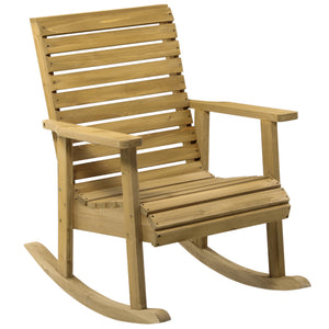 Fauteuil à bascule rocking chair d'extérieur jardin en bois massif - 64 x 86 x 85 cm marron