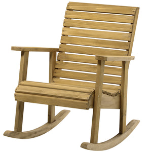 Fauteuil à bascule rocking chair d'extérieur jardin en bois massif - 64 x 86 x 85 cm marron