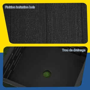 Pied de parasol base de lestage table d'appoint jardinière avec drainage roulettes et poignées PE et métal dim. 53L x 53l x 47H cm noir