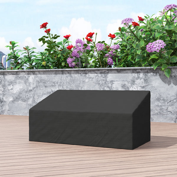 Housse de canapé exterieur imperméable 3 places, housse de banc de jardin 600D tissu oxford, bache de canapé extérieur pour balcon, terrasse, 218 x 111 x 63/101 cm, noir