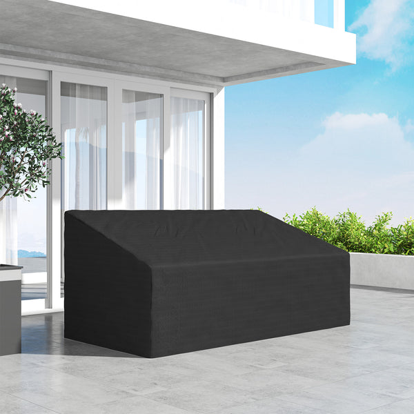 Housse de canapé exterieur imperméable 3 places, housse de banc de jardin 600D tissu oxford, bache de canapé extérieur pour balcon, terrasse, 218 x 111 x 63/101 cm, noir