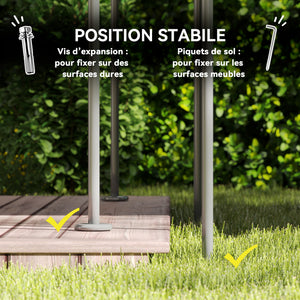 Tonnelle de jardin extérieur 3x4m, 6 colonnes en métal - pavillon de jardin avec double toit respirant - barnum 12 oeillets de drainage et abri solaire pour terrasse & événements, kaki