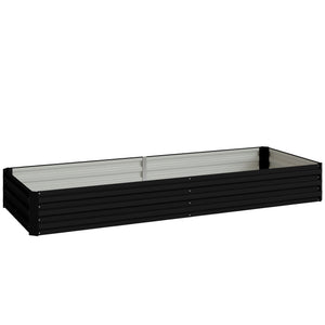 Carré Potager en Métal Modulable - Potager Surélevé 241x90,5x30cm en Acier Galvanisé - Jardinière Extérieur Anti-Rouille pour Légumes et Fleurs, Noir