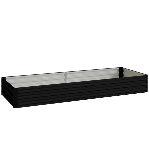 Carré Potager en Métal Modulable - Potager Surélevé 241x90,5x30cm en Acier Galvanisé - Jardinière Extérieur Anti-Rouille pour Légumes et Fleurs, Noir
