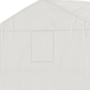 Serre de jardin tunnel, 10,4 m², serre de jardin, anti-UV, porte zippée enroulable, fenêtres en maille, tube d'acier galvanisé et PE 140g/㎡, 350 x 300 x 200 cm, blanc