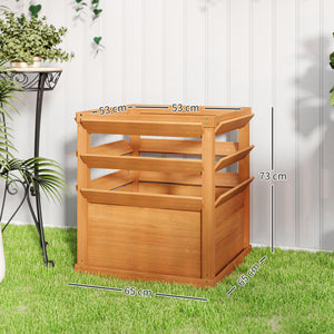 Jardinière avec treillis, lit surélevé de jardin, jardinière extérieure fond ouvert, bac à fleurs en bois pour balcon terrasse patio, 65 x 65 x 73 cm, marron clair