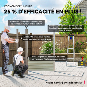 Abri de Jardin en Métal 3 m², Cabane de Jardin 249x121x183cm, Structure en Acier Galvanisé Améliorée, Cabanon Rangement Outils, Gants, Portes Verrouillables, Aérations, Gris Clair
