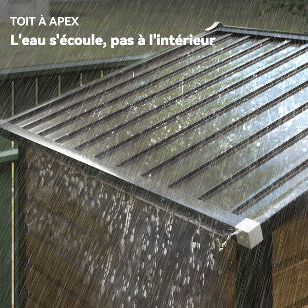 Abri de jardin en métal 2,36 m², cabane de jardin exterieur en acier galvanisé facile à monter, avec kit de fondation, portes doubles avec serrure abri à outils extérieur 213x120x194cm chêne
