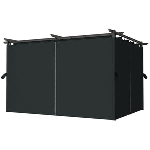 Pergola 4 x 3 m avec Auvent Rétractable et Rideaux, Tonnelle Extérieure UPF30+ pour Jardin, Patio, Terrasse, Gris foncé