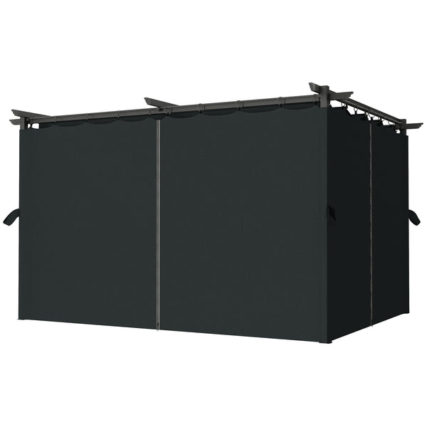 Pergola 4 x 3 m avec Auvent Rétractable et Rideaux, Tonnelle Extérieure UPF30+ pour Jardin, Patio, Terrasse, Gris foncé