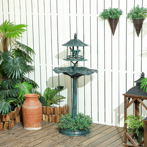 Bain d'oiseaux Abreuvoir pour Oiseaux jardinière 3 en 1 dim. Ø 50 x 113H cm polypropylène vert-de-gris