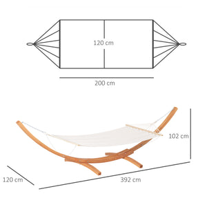 Hamac de Jardin avec Support en Bois hamac sur Pied 1 Personne 3,92L x 1,2l x 1,1H m Coloris crème Marron