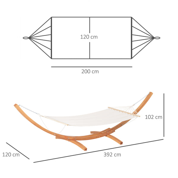 Hamac de Jardin avec Support en Bois hamac sur Pied 1 Personne 3,92L x 1,2l x 1,1H m Coloris crème Marron