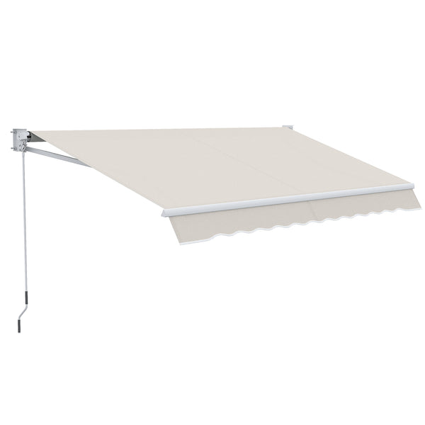 Store banne manuel rétractable 200 x 250 cm store exterieur terrasse avec manivelle métallique, imperméable et anti-UV, aluminium et polyester 280 g/m², protection UV, crème