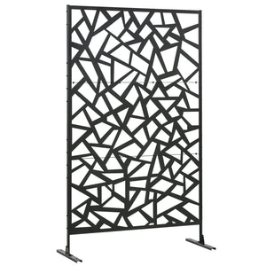 Panneau brise-vue jardin balcon décoratif extérieur à motif géométrique ajouré en acier 122 x 45 x 198 cm noir