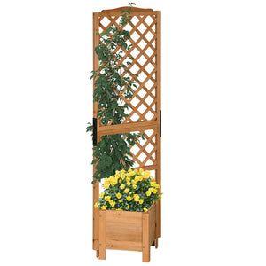 Jardinière avec treillis sur pieds pour fleurs plantes - dim. 54,5L x 52l x 180H cm - Bois Sapin pré-huilé