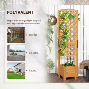 Jardinière avec treillis sur pieds pour fleurs plantes - dim. 54,5L x 52l x 180H cm - Bois Sapin pré-huilé