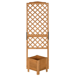 Jardinière avec treillis sur pieds pour fleurs plantes - dim. 54,5L x 52l x 180H cm - Bois Sapin pré-huilé