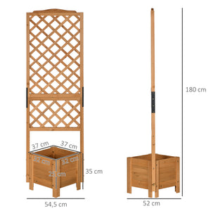 Jardinière avec treillis sur pieds pour fleurs plantes - dim. 54,5L x 52l x 180H cm - Bois Sapin pré-huilé