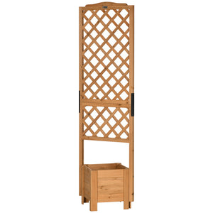 Jardinière avec treillis sur pieds pour fleurs plantes - dim. 54,5L x 52l x 180H cm - Bois Sapin pré-huilé