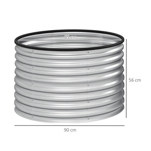 Lot de 2 jardinières surélevées kit de jardinière ronde surélevée fonds ouverts joints en caoutchouc protecteurs en acier galvanisé argent