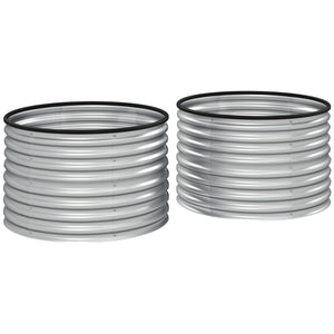 Lot de 2 jardinières surélevées kit de jardinière ronde surélevée fonds ouverts joints en caoutchouc protecteurs en acier galvanisé argent