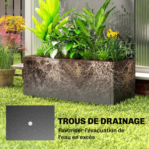 Jardinière avec treillis, bac à fleurs, lit surélevé avec brise-vue, pour plantes grimpantes, légumes, fleurs, métal, intérieur et extérieur, cour jardin balcon, 90 x 37,5 x 180 cm, noir