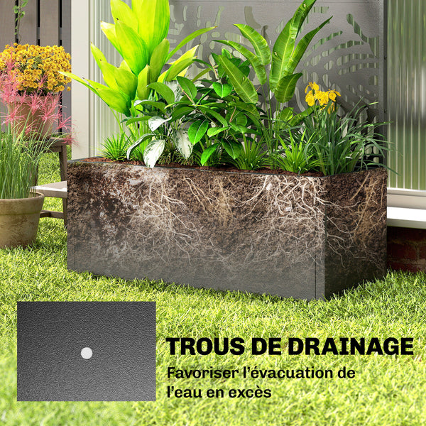 Jardinière avec treillis, bac à fleurs, lit surélevé avec brise-vue, pour plantes grimpantes, légumes, fleurs, métal, intérieur et extérieur, cour jardin balcon, 90 x 37,5 x 180 cm, noir