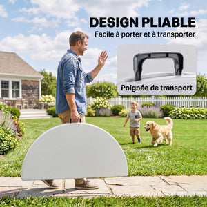 Table ronde de jardin pliante Ø122 cm peut accueillir 6 personnes pour évènement, structure métal, plateau HDPE