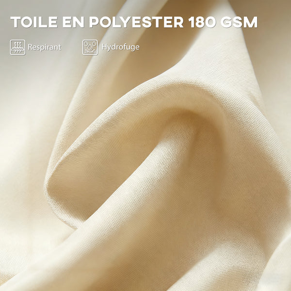 Parasol de jardin XXL avec pied en croix parasol grande taille 4,6L x 2,7l x 2,4H cm ouverture fermeture manivelle acier polyester haute densité crème