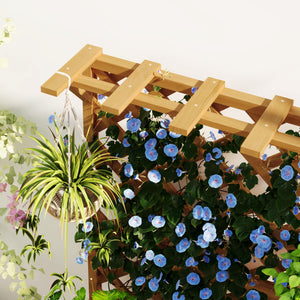 Potager surélevé avec treillage, jardinière en bois, 64 x 33 x 122cm pour jardin balcon terrasse, pour plantes grimpantes et en panier, fleurs