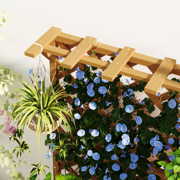 Potager surélevé avec treillage, jardinière en bois, 64 x 33 x 122cm pour jardin balcon terrasse, pour plantes grimpantes et en panier, fleurs