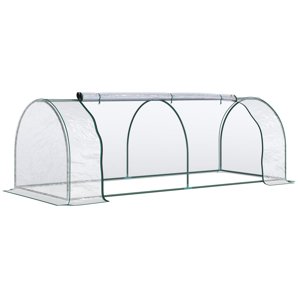 Serre de Jardin Tunnel mini serre tunnel serre à tomates 2,5L x 1l x 0,8H m Grande Porte zippée bâche Plastique Transparent métal époxy Vert