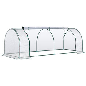 Serre de Jardin Tunnel mini serre tunnel serre à tomates 2,5L x 1l x 0,8H m Grande Porte zippée bâche Plastique Transparent métal époxy Vert
