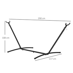 Support Pied de hamac Structure Robuste métal époxy Noir Hauteur réglable 6 Niveaux dim. 2,80L x 1,17l x 1,10H m