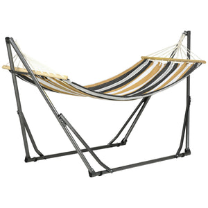 Hamac de jardin pliable étendoir à linge avec support incurvé en métal époxy hamac sur pied 1 place charge max. 120 Kg dim. 270L x 100l x 94Hcm