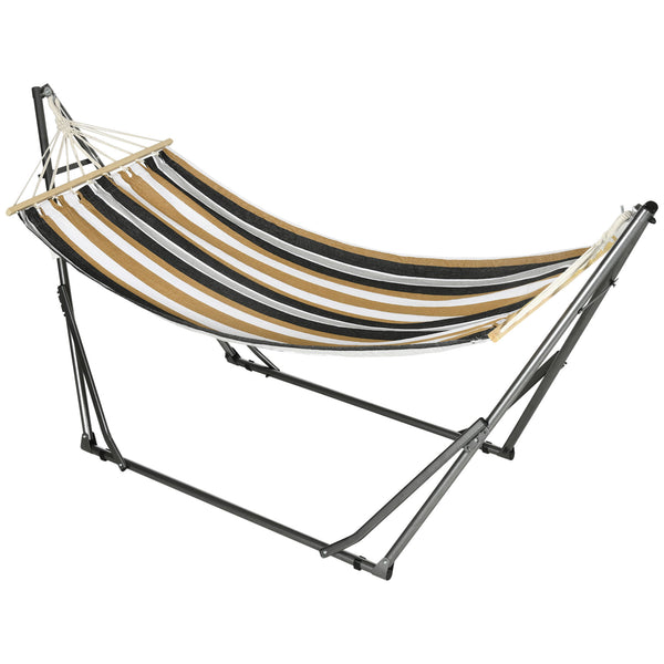 Hamac de jardin pliable étendoir à linge avec support incurvé en métal époxy hamac sur pied 1 place charge max. 120 Kg dim. 270L x 100l x 94Hcm