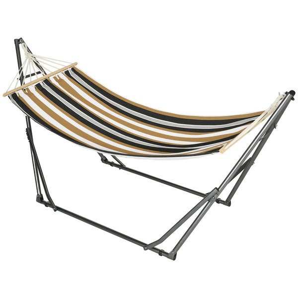 Hamac de jardin pliable étendoir à linge avec support incurvé en métal époxy hamac sur pied 1 place charge max. 120 Kg dim. 270L x 100l x 94Hcm