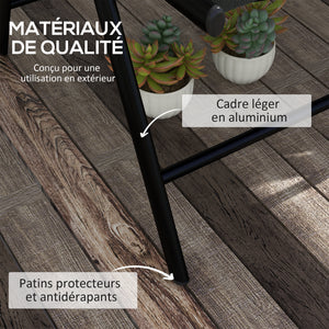Lot de 2 chaises pliantes Chaises de jardin avec appui-tête, accoudoirs et structure en aluminium Capacité de charge de 130 kg pour la terrasse 54x67x108 cm Noir