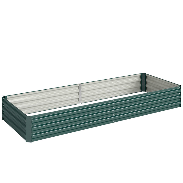 Carré Potager en Métal Modulable - Potager Surélevé 241x90,5x30cm en Acier Galvanisé - Jardinière Extérieur Anti-Rouille pour Légumes et Fleurs, Vert Foncé