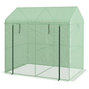 Serre de jardin PE, serre de balcon, bâche renforcée 135 g/m², châssis en acier, porte zippée enroulable, pour légumes plantes fleurs, intérieur et extérieur, 200 x 140 x 200 cm, vert