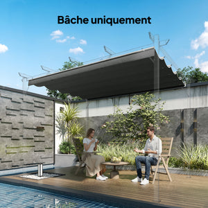 Toile de toit pour pergola tonnelle rétractable de 3 x 3 m - toile uniquement 250 x 255 cm gris foncé
