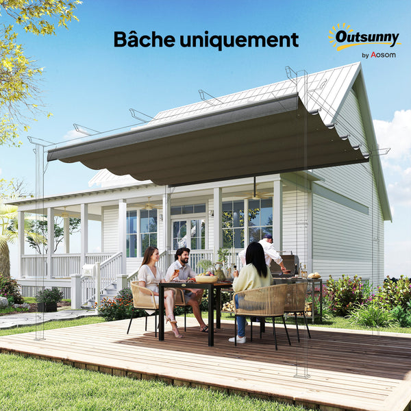 Toile de toit pour pergola tonnelle rétractable de 3 x 3 m - toile uniquement 250 x 255 cm gris foncé