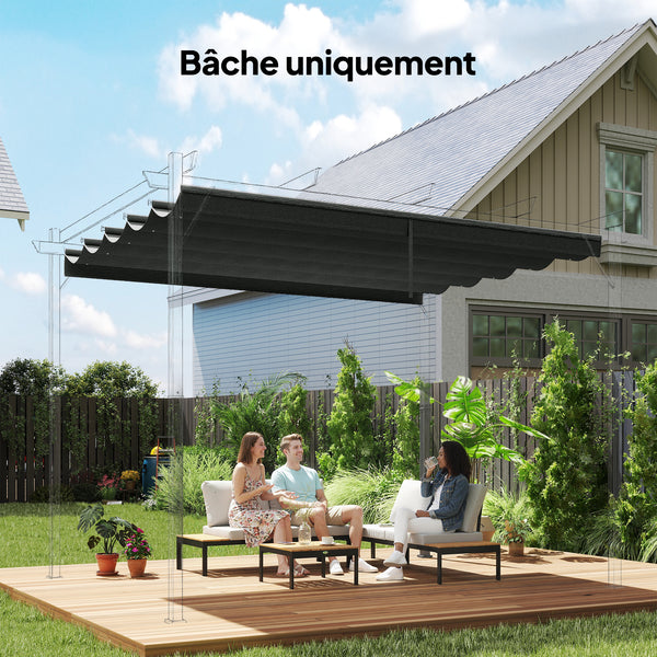 Toile de toit pour pergola tonnelle rétractable de 3 x 3 m - toile uniquement 250 x 255 cm gris foncé