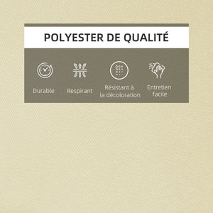 Coussin bain de soleil coussin chaise longue matelas transat déhoussable avec zippé, tétière, cordons d'attache, 198 x 53 x 5 cm, crème