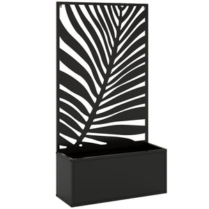 Jardinière avec treillis, bac à fleurs, lit surélevé avec brise-vue, pour plantes grimpantes, légumes, fleurs, métal, pour cour, jardin, balcon, 61 x 23 x 113 cm, noir