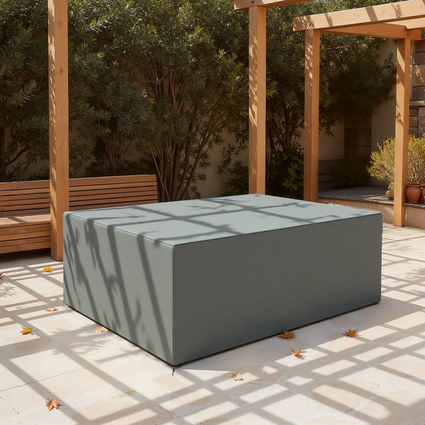 Housse de Meubles de Jardin, Housse Salon de Jardin Imperméable, Coupe-Vent et Anti-UV, Bâche Tissu Oxford 600D Ultra-Résistant, pour Table et Chaises d'Extérieur, Gris